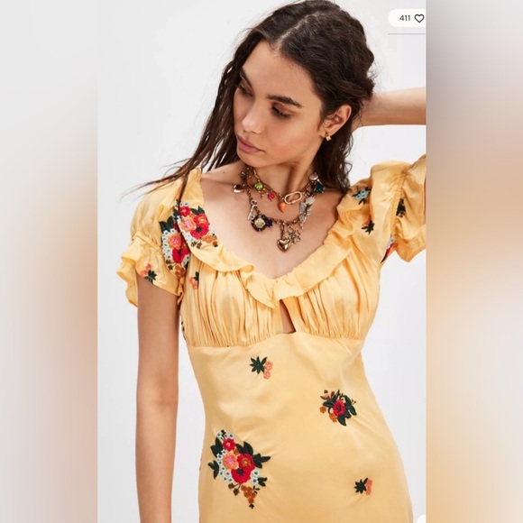 Free people Bali Santa Cruz floral embroidered puff sleeve maxi dress - Picture 2 of 16